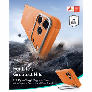 ESR Cyber Tough Kickstand MagSafe suojakuori malleille iPhone 18 Pro / 17 Pro, oranssi
