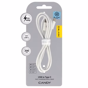 Blavec Cable Candy braided - USB to Type C - PD 60W 3A 2 metres Apple CarPlay/Android Auto (CCA-UC3W20) white