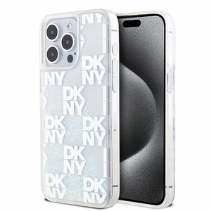 DKNY Liquid Glitter Multilogo Suojakuori iPhone 15 Pro Max:lle - valkoinen