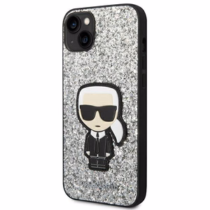 Karl Lagerfeld KLHCP14MGFKPG iPhone 14 Plus 6.7 "kovakotelo hopea / hopea Glitter Flakes Ikonik Glitter Flakes Ikonik