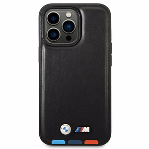 Kotelo BMW BMHMP14L22PTDK iPhone 14 Pro 6.1 "musta / musta nahka leima Tricolor Magsafe