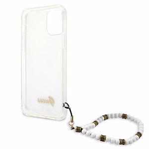 Guess GUHCP12MKPSWH iPhone 12/12 Pro 6.1" läpinäkyvä kovakotelo Valkoinen helmi