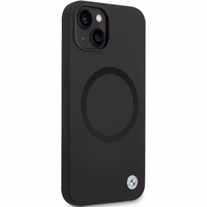 BMW BMHMP14SSILBK2 Suojakuori iPhone 14:lle - musta Signature Liquid Silicone MagSafe