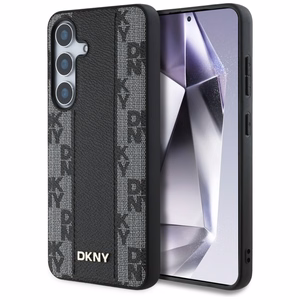 DKNY Nahkainen Checkered Pattern MagSafe Suojakuori Samsung Galaxy S25:lle - musta