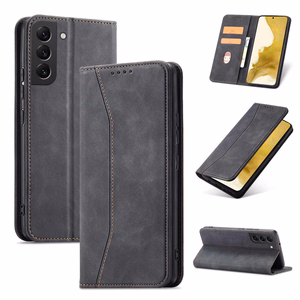 Magneetti Fancy Case Kotelo Samsung Galaxy S22 + (S22 Plus) Kotelo Lompakko Kortinhaltija Musta