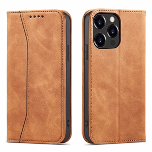 Magneetti Fancy Case Kotelo iPhone 13 Pro Max pussi kortti lompakko kortin haltija Brown