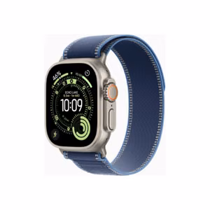 Apple (Apple Watch Ultra 3 GPS + Cellular 49mm Natural Titanium Case with Blue/Bright Blue Trail Loop - M/L)
