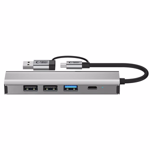 Tech-Protect HB03 HUB Adapter 5in1 USB-C + USB2.0 + USB3.0 + RJ45 - gray
