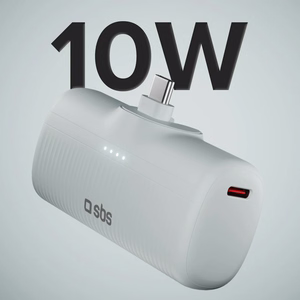 SBS EcoPower 5000 mAh 10W Powerbank sisäänrakennetulla USB-C-portilla - harmaa