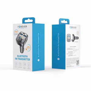Forever TR-370 Bluetooth FM-lähetin, 2 x USB-A, 1 x USB-C PD 30W, musta