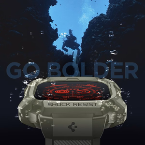 Spigen Rugged Armor Pro - Ranneke ja suojakuori Apple Watch Ultralle 49 mm (Vintage Khaki)