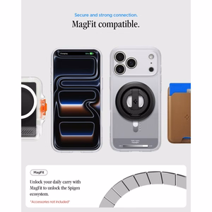 Spigen Ultra Hybrid MagSafe -suojakuori iPhone 18 Pro / 17 Pro -malleille, hopeanvärinen