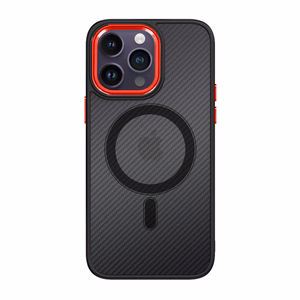 Tel Protect Magnetic Carbon Suojakuori iPhone 15 Pluslle musta-punainen