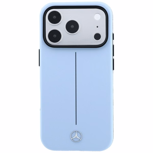 Mercedes Semi Wrap Iconic Line MagSafe nahkainen suojakuori malleille iPhone 18 Pro Max / 17 Pro Max, sininen