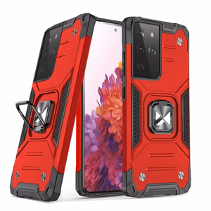 Wozinsky Ring Armor kova hybridi tapauksessa kansi + magneettinen haltija Samsung Galaxy S22 Ultra punainen
