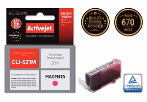 Activejet ACC-521MN – magenta mustekasetti, korvaa tuotteen Canon CLI-521M, 10 ml, Supreme