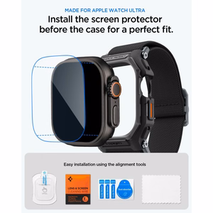 Spigen Lite Fit Pro -ranneke ja panssarilasinen näytönsuoja Apple Watch Ultra 49 mm -mallille, mustat