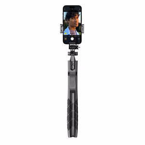 Crong SelfieGo Ultra alumiininen Bluetooth-selfiekeppi ja kolmijalka, musta