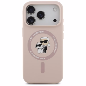 Karl Lagerfeld Silikoninen Karl&Choupette Ring MagSafe Suojakuori iPhone 17 Pro:lle - Vaaleanpunainen