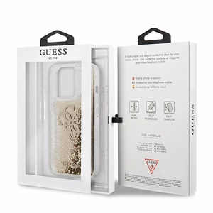 Guess 4G Big Liquid Glitter Suojakuori iPhone 13 Pro Max 6.7" - Kultainen