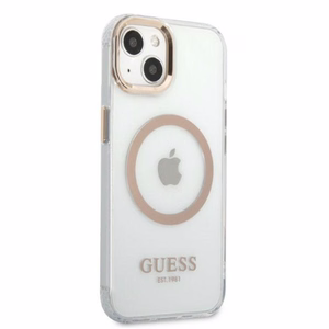 Guess GUHMP13MHTRMD iPhone 13 6.1 "kulta / kulta kova kotelo Metal Outline Magsafe metalli ääriviivat
