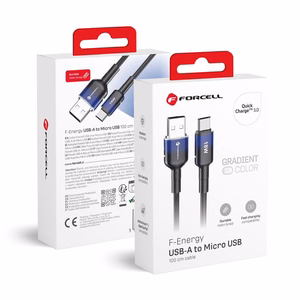 Kaapeli FORCELL F-ENERGY C351 USB A - Micro USB QC3.0 2,4A 18W liukuväri 1 m musta (m)