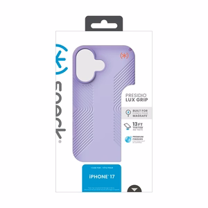 Speck Presidio Lux Grip MagSafe suojakuori iPhone 17 -laitteelle, Purple Fade / Magic Purple / New Poppy -värinen