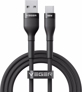 Kaapeli USB A Type C VEGER PD 11V 6A 66W AC04 1,2 m musta