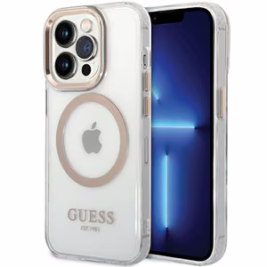 Guess Metal Outline MagSafe Suojakuori iPhone 15 Pro:lle - kultainen