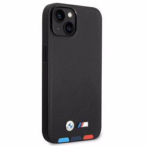 Kotelo BMW BMHCP14M22PTDK iPhone 14 Plus 6.7 "musta / musta nahka leima Tricolor".