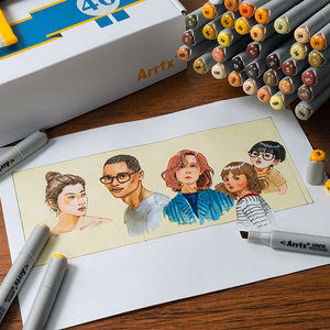 Double-sided Marker Pens ARRTX Oros, 40 Colours, yellow tone shade
