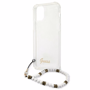 Guess GUHCP12MKPSWH iPhone 12/12 Pro 6.1" läpinäkyvä kovakotelo Valkoinen helmi