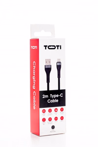 SEEK TOTI USB-A – Type-C, 2 m punottu kaapeli 3A, musta