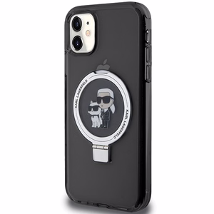 Karl Lagerfeld Ring Stand Karl&Choupette MagSafe suojakuori iPhone 11 / Xr:lle - musta