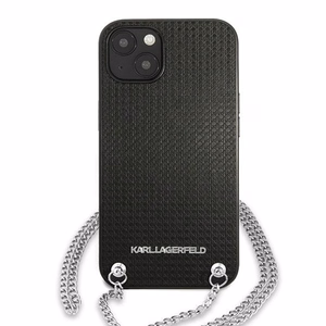 Karl Lagerfeld KLHCP13SPMK iPhone 13 mini 5,4 "kovakotelo musta / musta nahka kuvioitu ja ketju