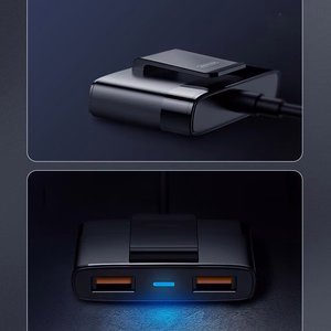 Joyroom nopea autolaturi 5x USB 6.2 A jatkokaapelilla musta (JR-CL03)