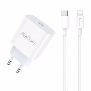 Laturi Jellico AK180 20W USB-C + USB-C-Lightning-kaapeli 1.0m valkoinen