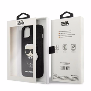 Karl Lagerfeld Saffiano Ikonik Karl's Patch Kotelo iPhone 13 mini - Musta