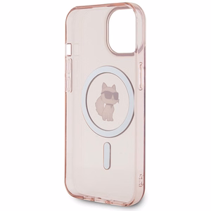 Karl Lagerfeld IML Choupette MagSafe Suojakuori iPhone 15:lle - vaaleanpunainen