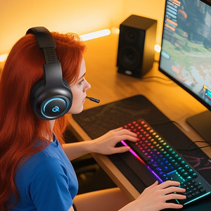 QCY Heroad V200 Tri-Mode Gaming-Kuulokkeet 7.1 Äänellä, 240h Akulla ja Irrotettavalla Mikrofonilla - Musta