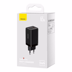 Baseus GaN5 Pro laturi 65W 2x USB-C USB-A + USB-C USB-C kaapeli (musta)