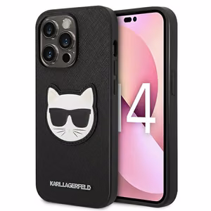 Karl Lagerfeld Saffiano Choupette Head Patch kotelo iPhone 14 Pro Max - musta - musta