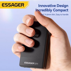 Charger Essager "Ultra Thin" Black 65W (PD / QC3.0)