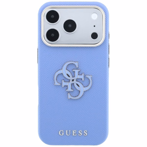 Guess Grained & Big Resin Logo -suojakuori iPhone 18 Pro Max / 17 Pro Max – sininen