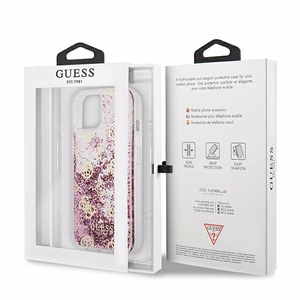 Guess GUHCP13SLGPEPI iPhone 13 mini 5.4" vaaleanpunainen/vaaleanpunainen kovakotelo Peony Liquid Glitter
