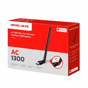 Langaton USB-verkkokortti MERCUSYS MA30H AC1300 kaksikaistainen musta
