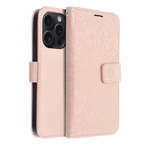 Flip case for iPhone 15 PRO Mezzo Book mandala rose gold
