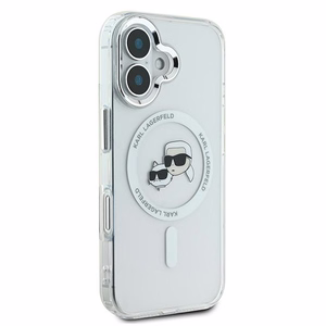 Karl Lagerfeld IML Metal Karl&Choupette Head MagSafe Case for iPhone 16 Plus - White