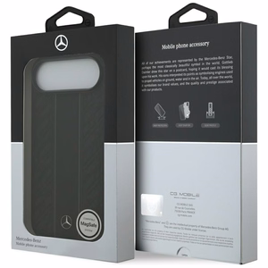Mercedes Leather Laurel Leaves Stripes MagSafe -suojakuori iPhone 17 Air - musta