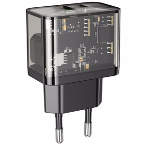 Puhelinlaturi Hoco USB A + USB C QC3.0 PD 3A 20W N34 läpinäkyvä